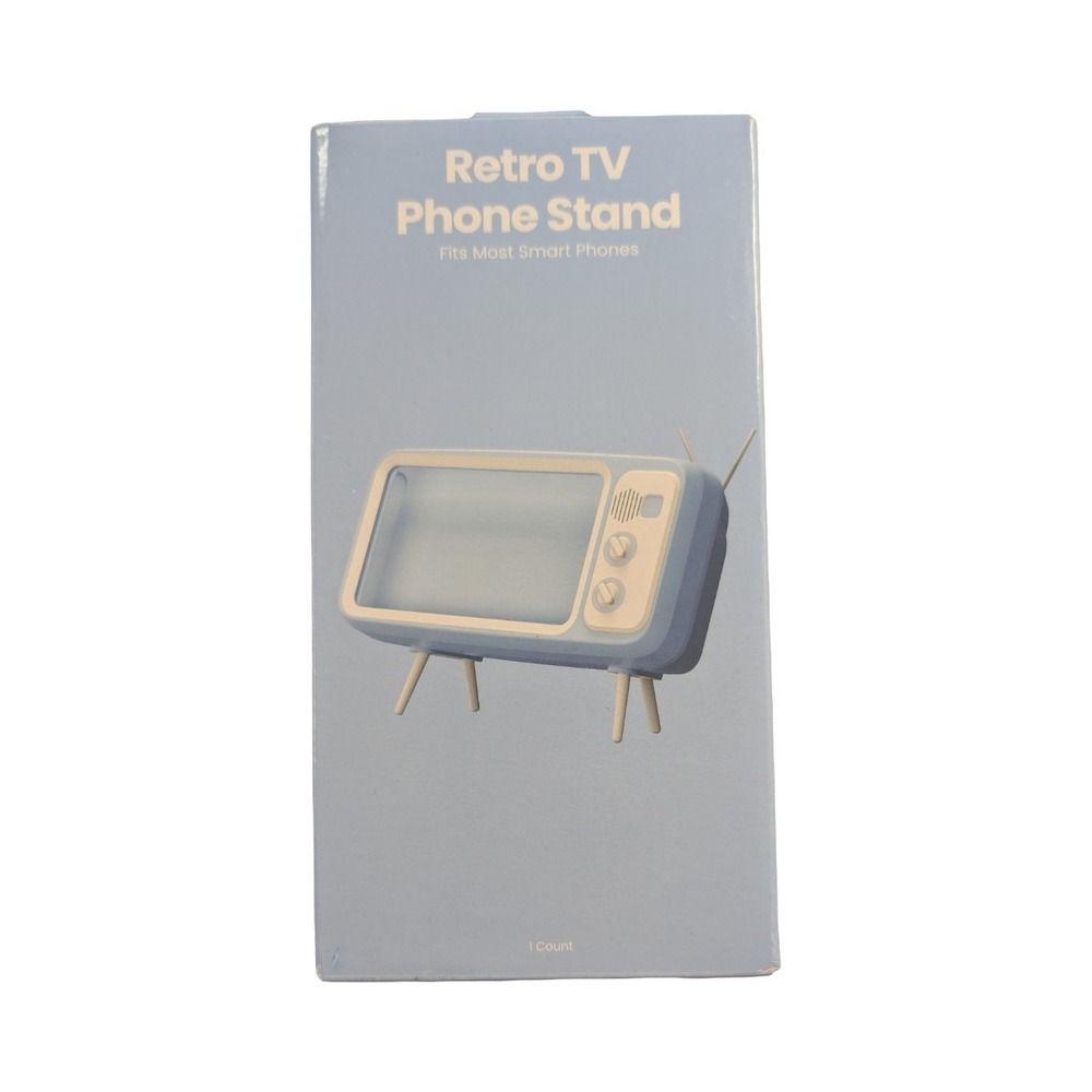 Oo8-N Retro TV Phone Stand - Light Blue: Desk Holder for Mobile Devices‎